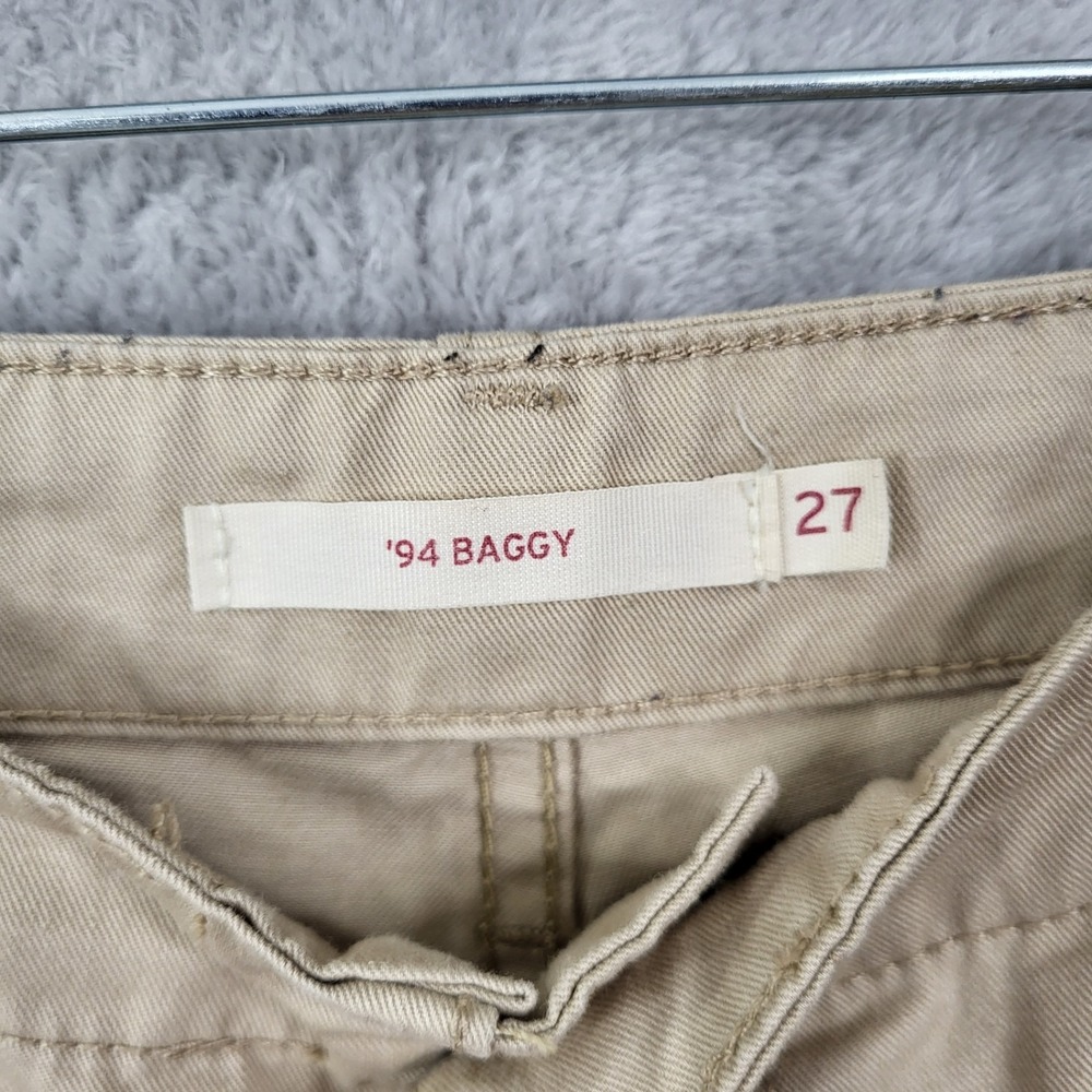 Levis 94 Baggy Cargo Pants Womens Tan Size 27 Straight Leg 90s Y2k Pockets - Picture 3 of 14